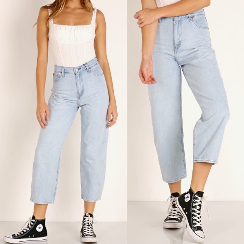 Levis Balloon Leg Light Wash Blue Jeans Womens Size 27 Denim‎ 100% Cotton Barrel